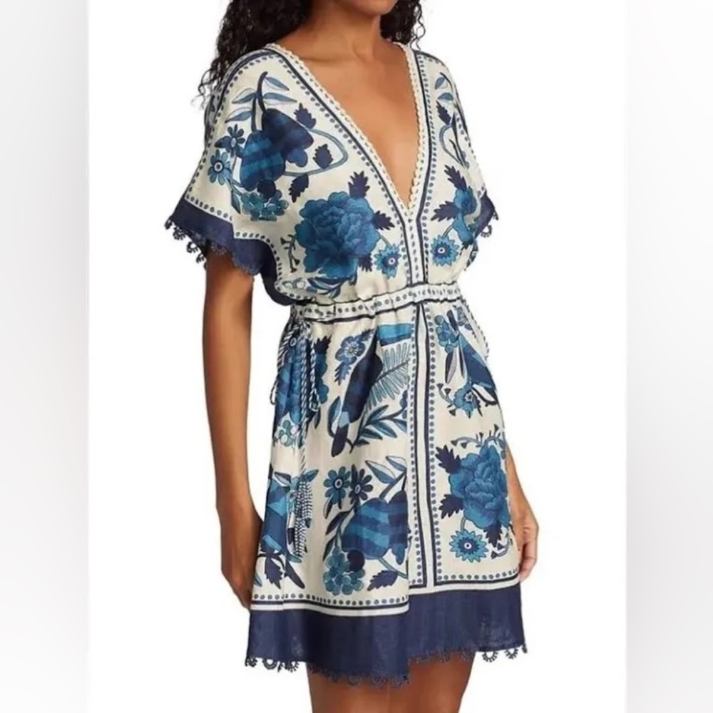 Farm Rio Tropical Tiles Mini Dress